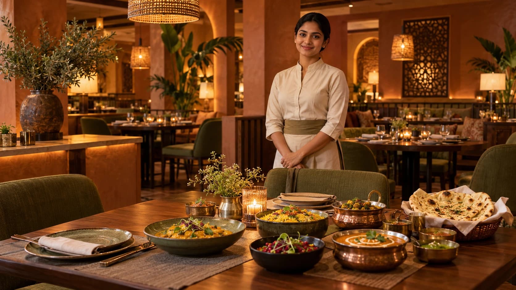 Restaurant setting for a fictional business demonstration
