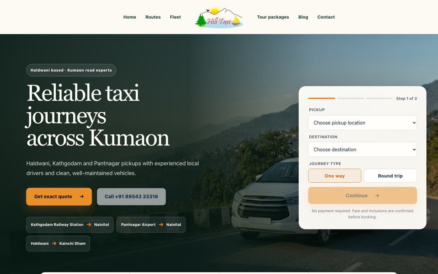 HillTaxi live website homepage preview
