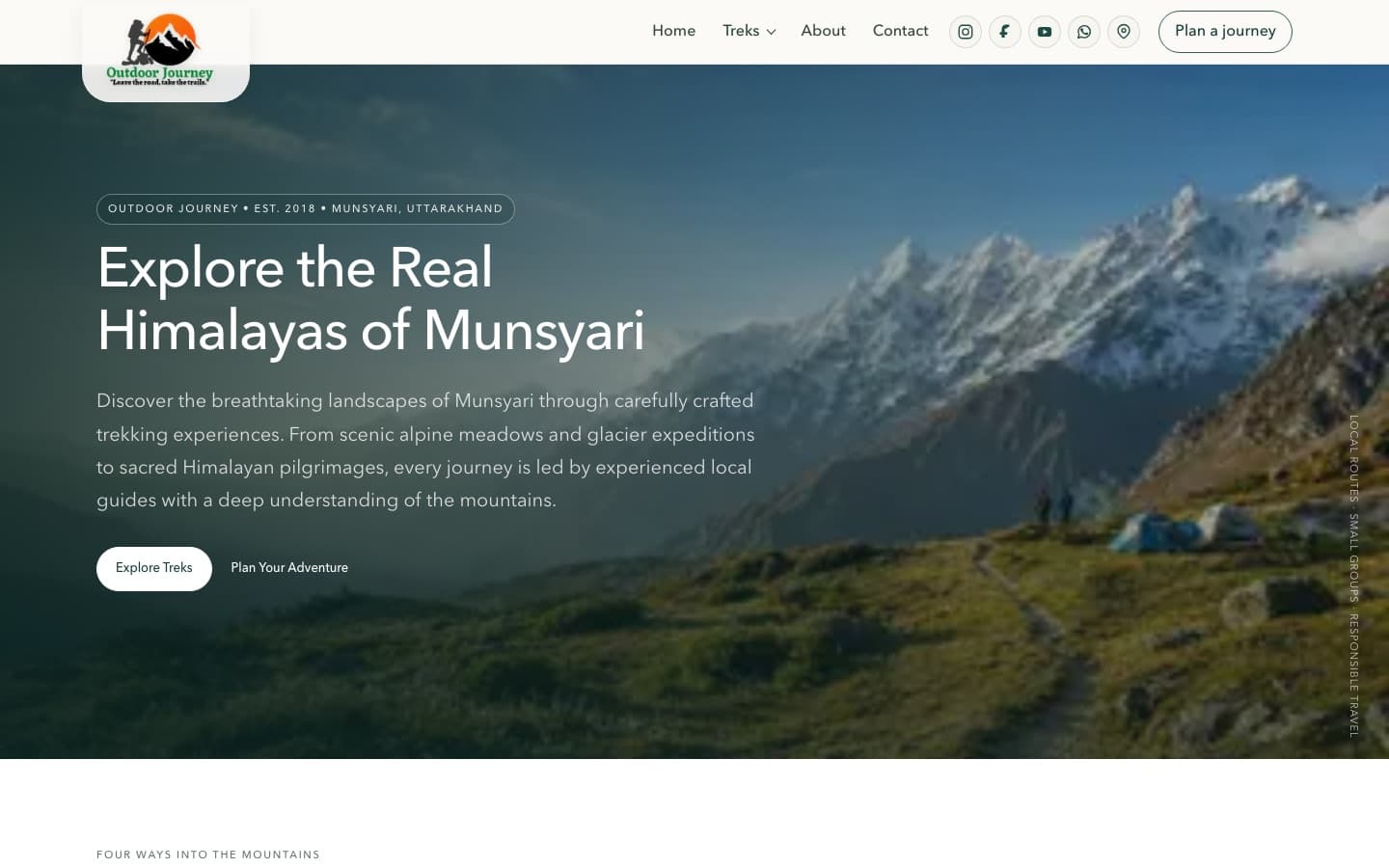 Outdoor Journey live website homepage preview