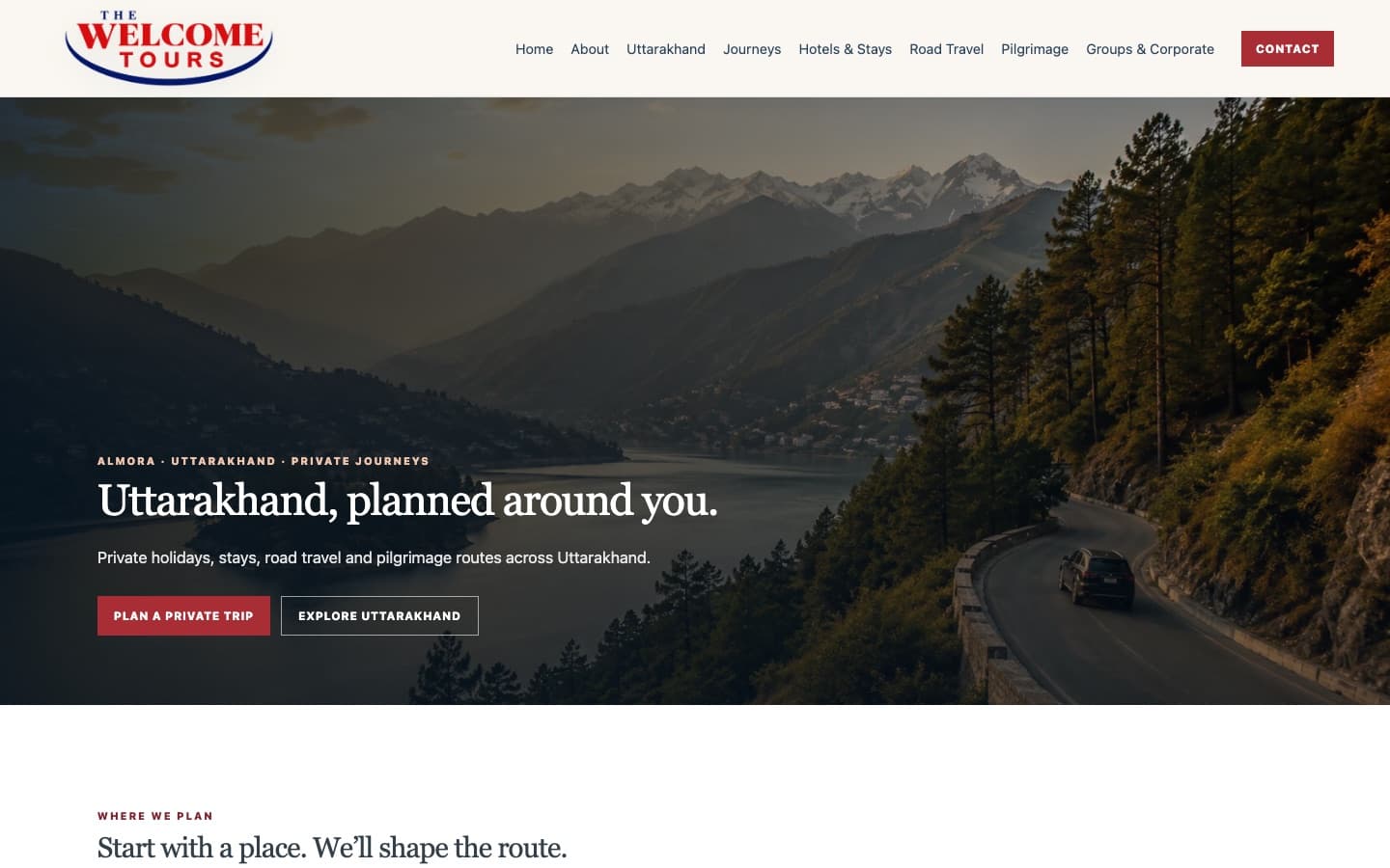 The Welcome Tours live website homepage preview