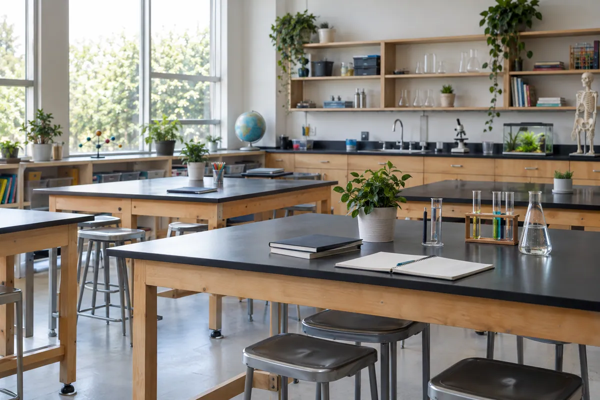 A bright middle school science and maker classroom