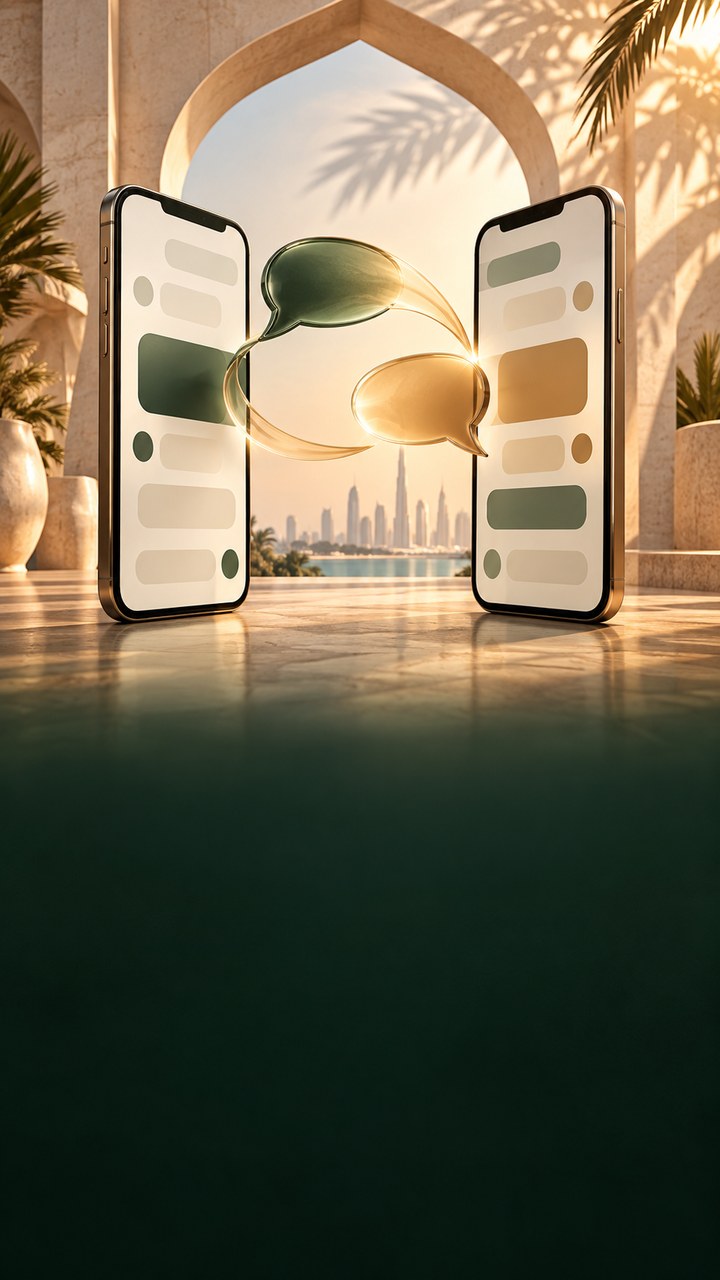 AI illustration of a bilingual mobile enquiry journey in the UAE